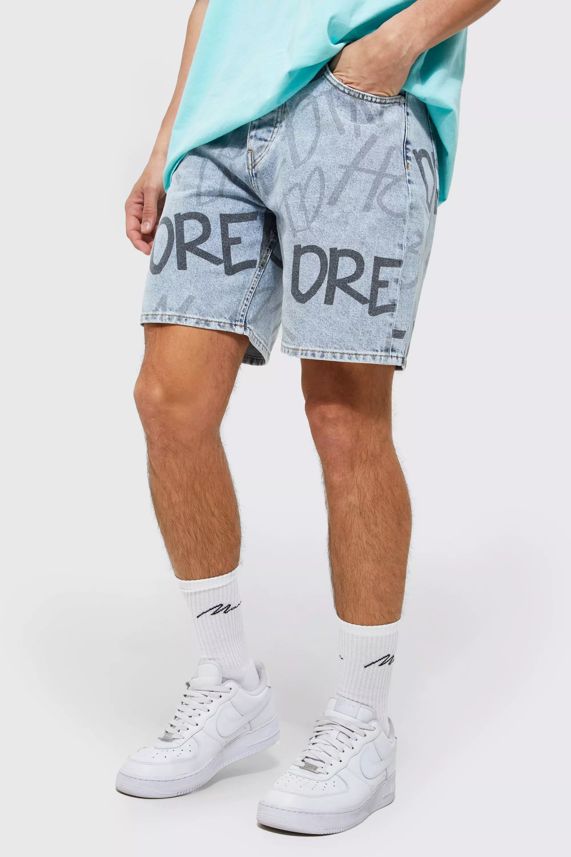 TEXT PRINT WIDE DENIM SHORTS - Blue | ZARA United States